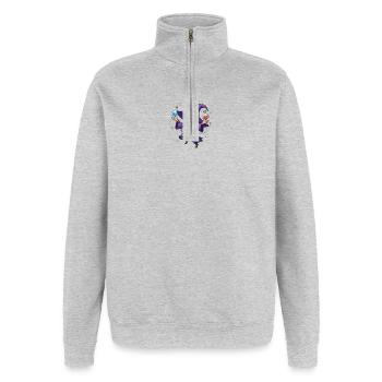 A magician in a purple cloak with an elixir - Quarter-Zip Sweatshirt - heather grey - Front - AI Model Female 172 light (172cm) & AI Model Male 178 dark (178cm)