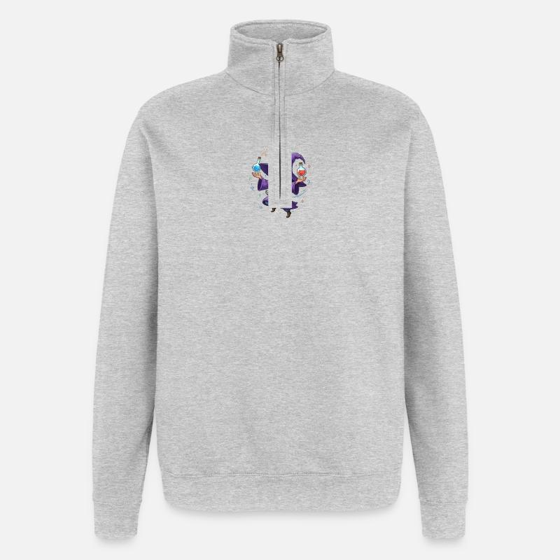 Un magicien en cape violette avec un élixir - Sweat à zip 1/4 - gris chiné