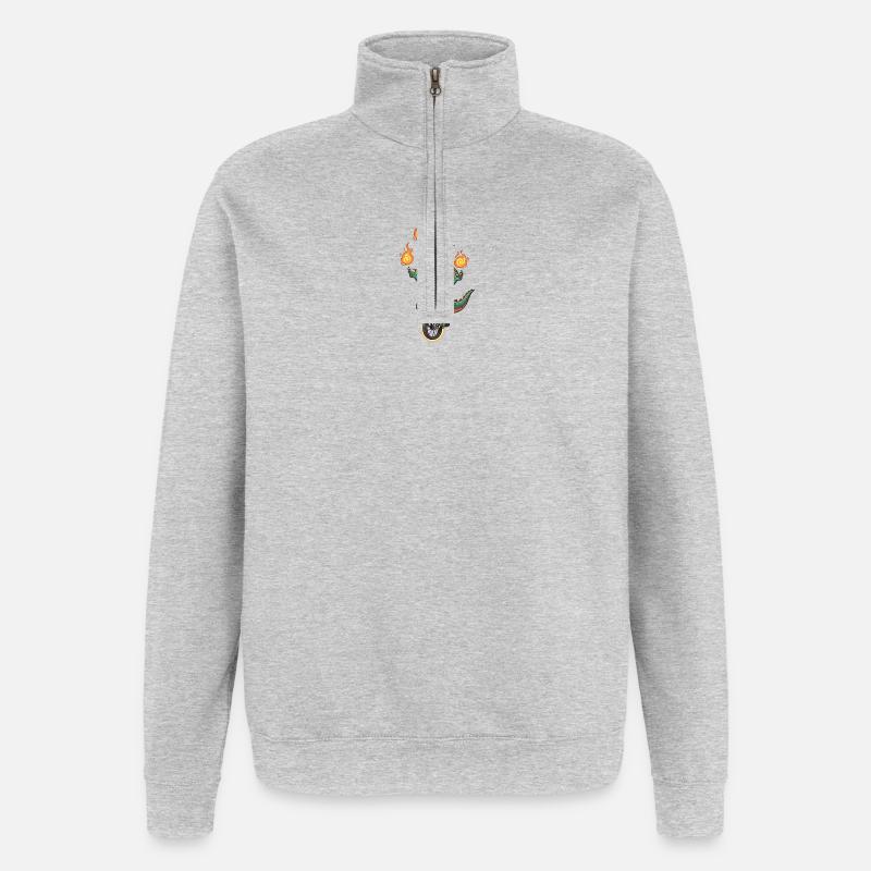 Souffleur d’incendie sur monocycle - Sweat à zip 1/4 - gris chiné