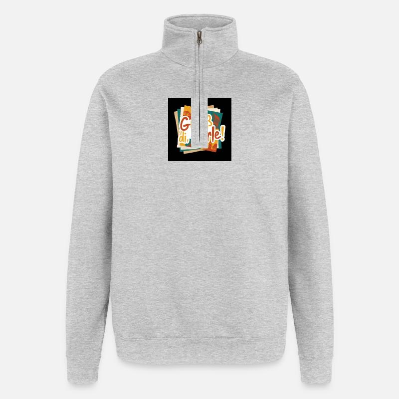 GriaB di Kerle! Bunte Städte-Collage - Quarter-Zip-Sweatshirt - Grau meliert
