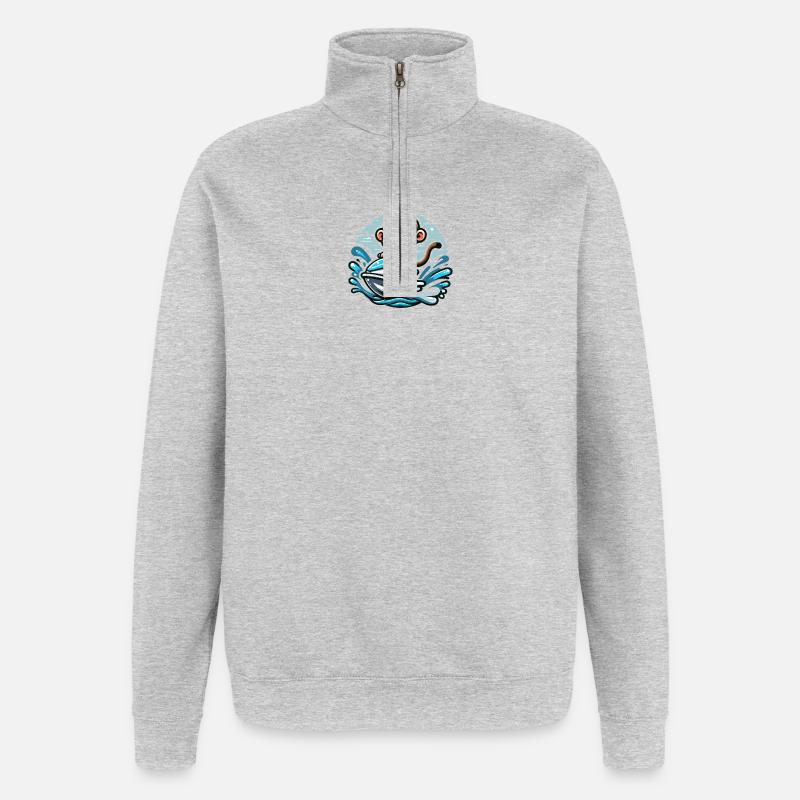 Affe auf Jetski Abenteuer - Quarter-Zip-Sweatshirt - Grau meliert