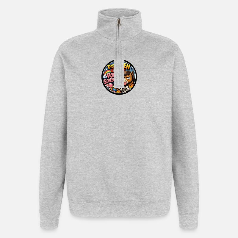 Ponyschlecken - Quarter-Zip-Sweatshirt - Grau meliert