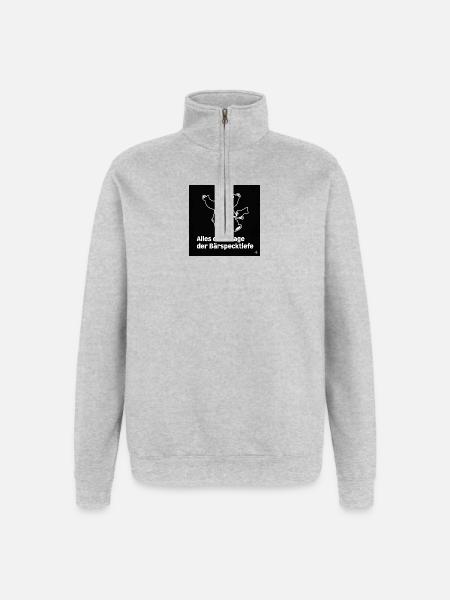Bear Fat Depth Black - Quarter-Zip Sweatshirt - heather grey