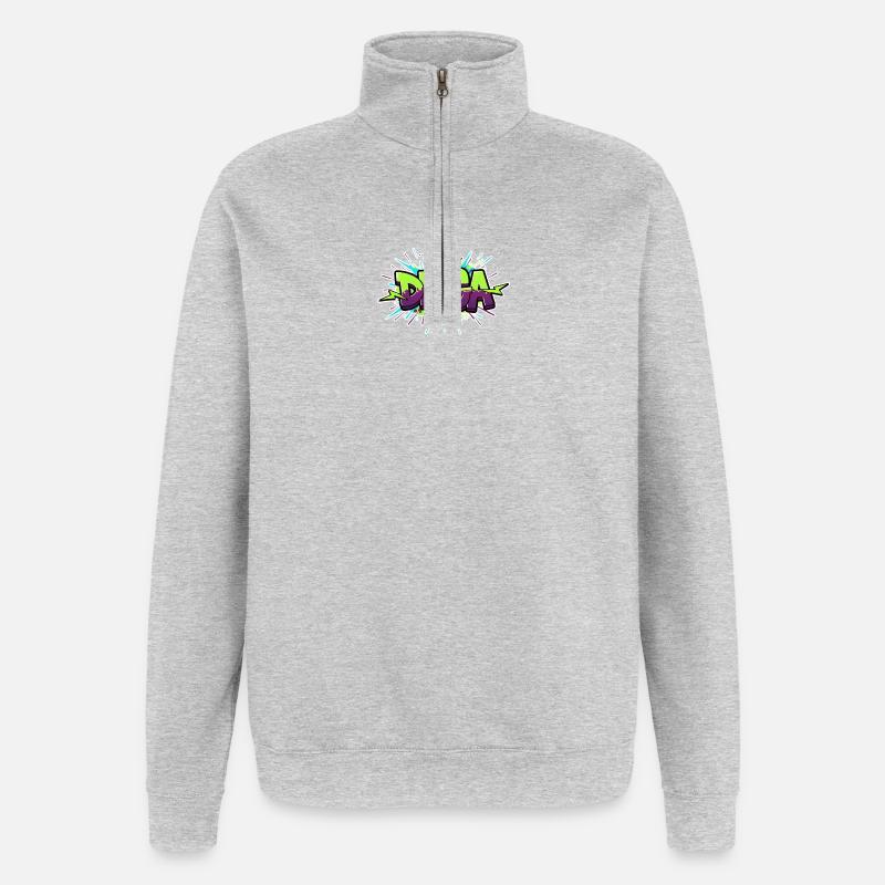 Digga Graffiti Neon Burst - Quarter-Zip-Sweatshirt - Grau meliert
