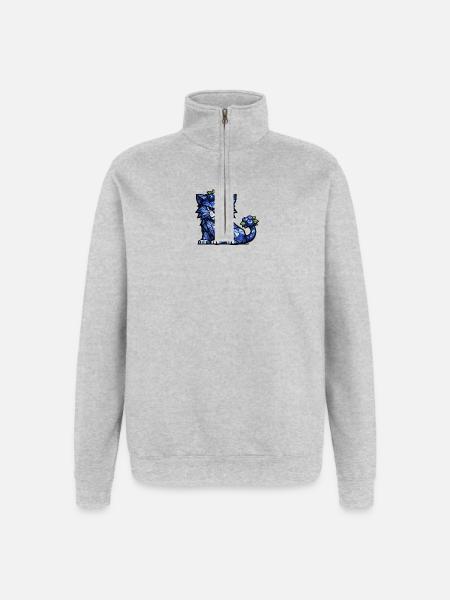 Blueberry Panther Cubism version - Quarter-Zip Sweatshirt - heather grey