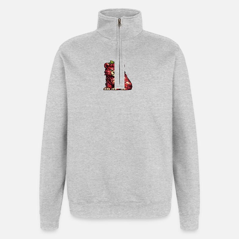 Raspberry Bear Cubism Version - Quarter-Zip Sweatshirt - heather grey