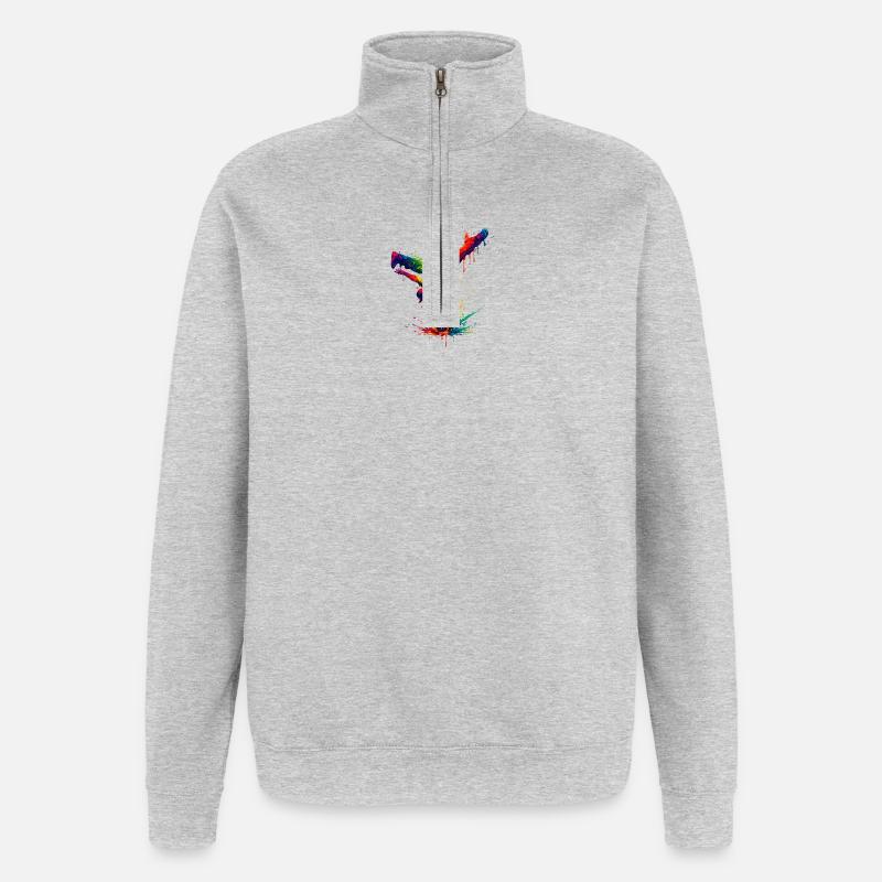Hand Splashed Rainbow Dance - Quarter-Zip Sweatshirt - heather grey