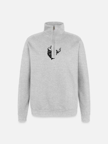 Angry Bull Head – Aggressive Bull Logo - Quarter-Zip Sweatshirt - heather grey