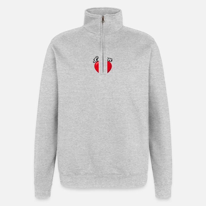 Herzentwurf von Leiden - Quarter-Zip-Sweatshirt - Grau meliert