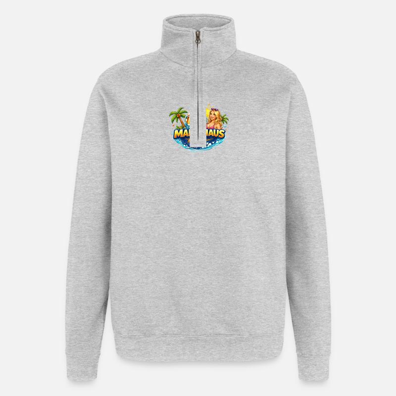 Mallemaus - Quarter-Zip-Sweatshirt - Grau meliert