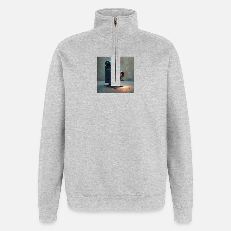 camera - Quarter-Zip Sweatshirt - heather grey