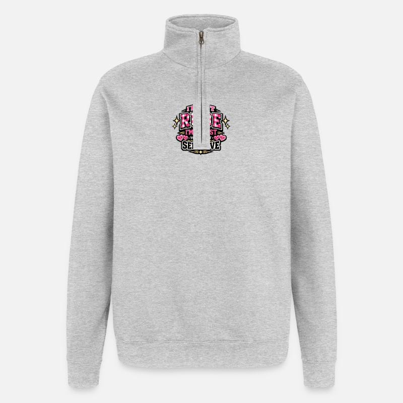 Nicht unhöflich, ehrlich – sensibel - Quarter-Zip-Sweatshirt - Grau meliert