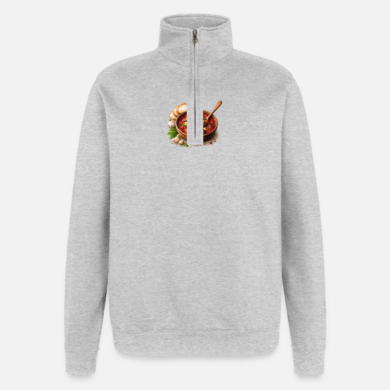 Herzhafter Eintopf - Quarter-Zip-Sweatshirt - Grau meliert