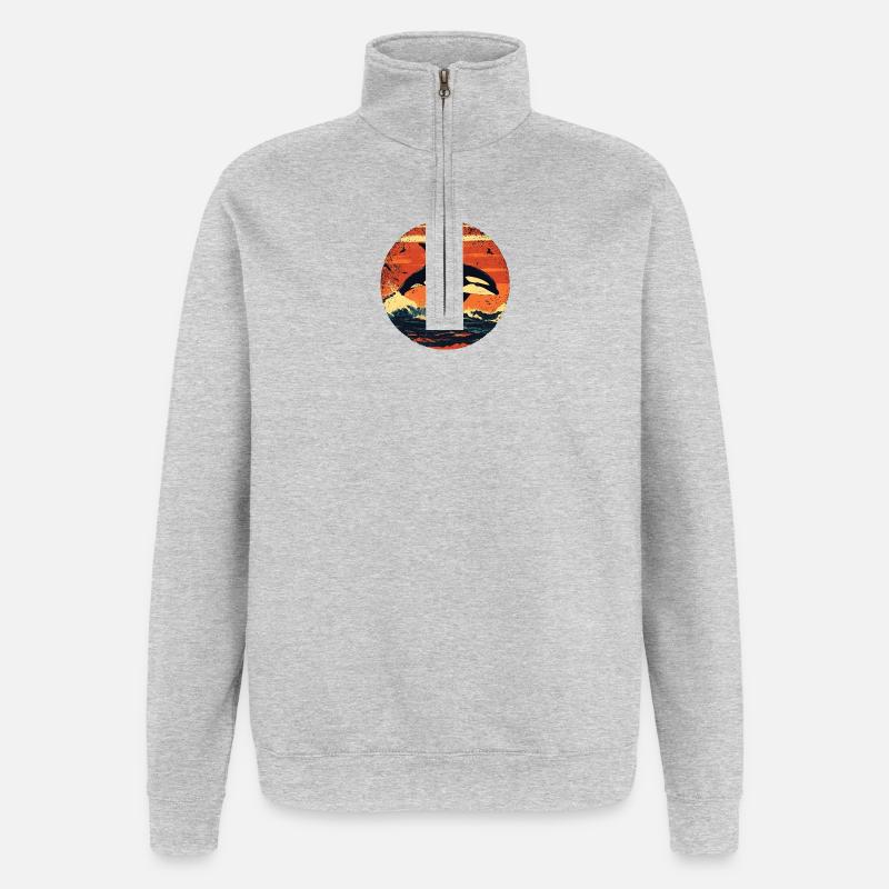 Orque - Sweat à zip 1/4 - gris chiné