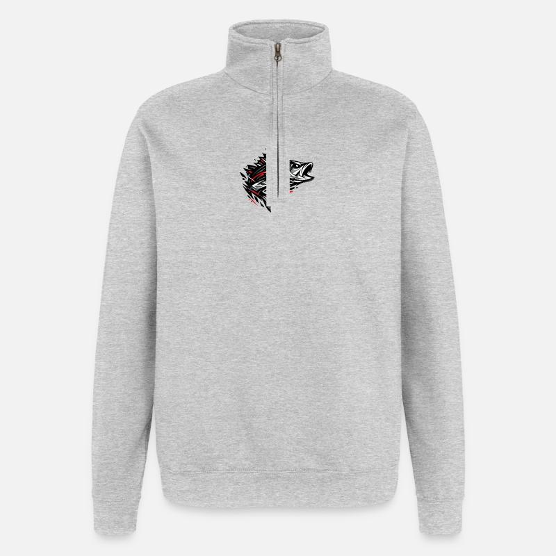 Red Perch - Quarter-Zip Sweatshirt - heather grey