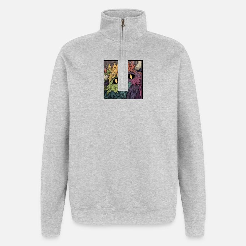 Regenbogenmonster Farbenspiel - Quarter-Zip-Sweatshirt - Grau meliert