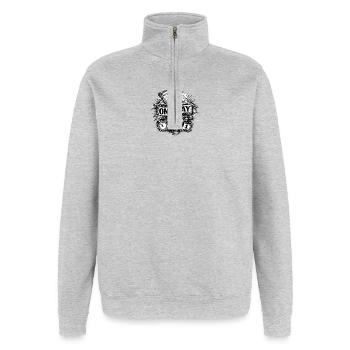 Ein Tag  - Quarter-Zip-Sweatshirt - Grau meliert - Vorne - AI Model Female 172 light (172cm) & AI Model Male 178 dark (178cm)