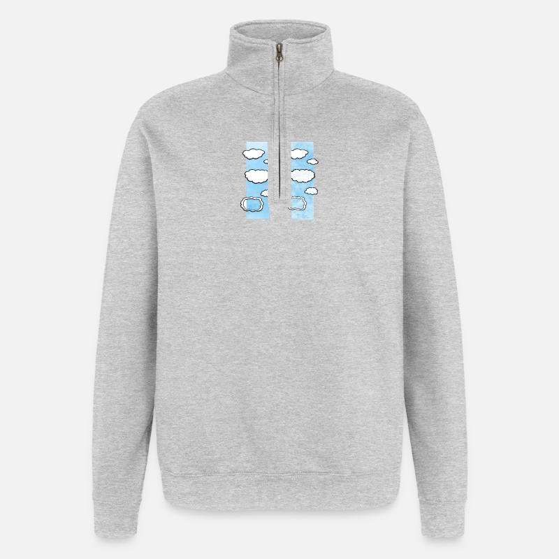 Cloud Columns on Sky Strips - Quarter-Zip Sweatshirt - heather grey