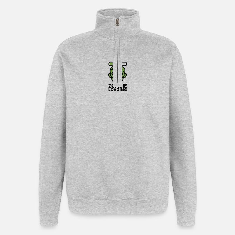 Zombie Loading Schädel Grafik - Quarter-Zip-Sweatshirt - Grau meliert