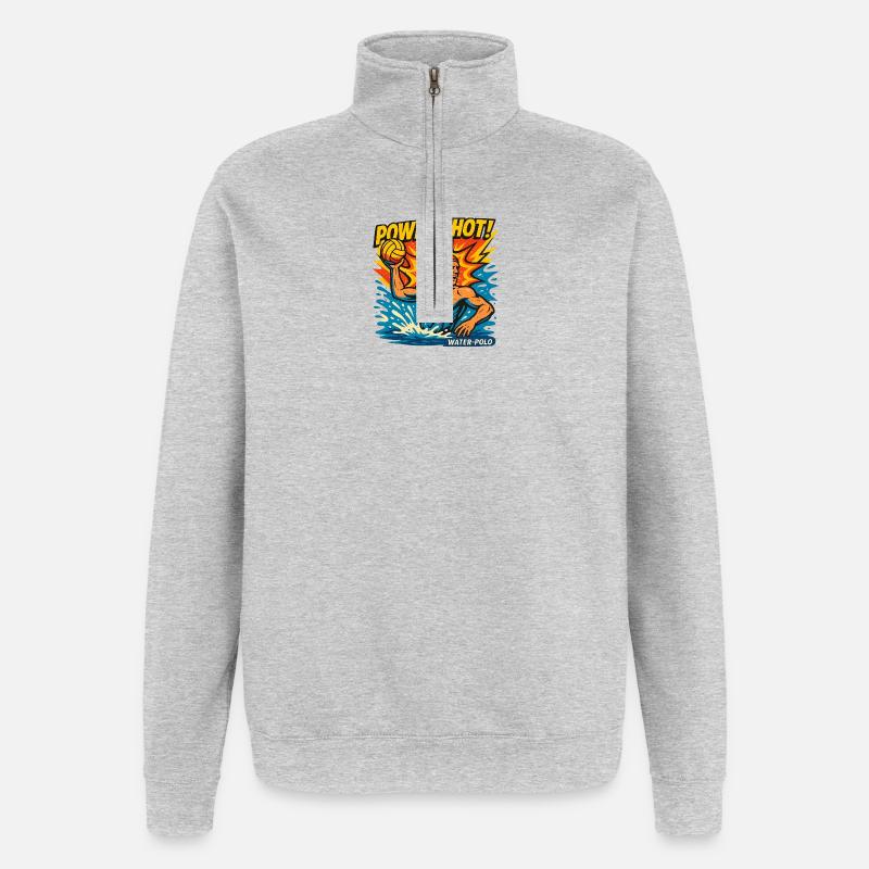 Retro Water Polo Power Shot - Quarter-Zip Sweatshirt - heather grey