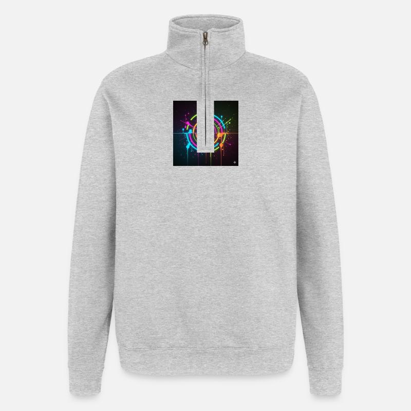 Neon Circle Splatter - Quarter-Zip Sweatshirt - heather grey