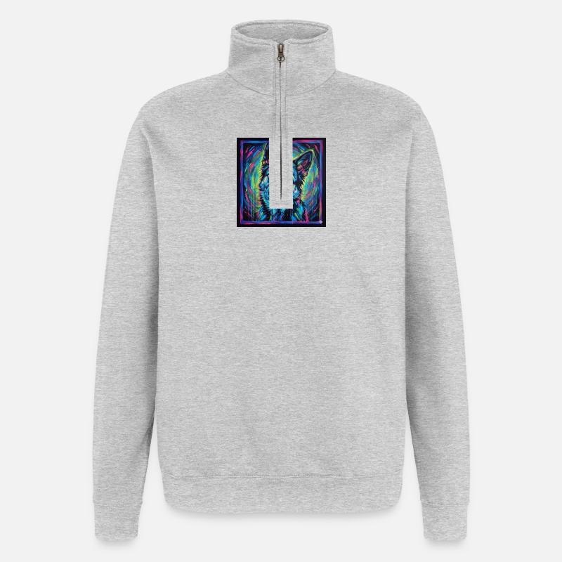 Neon wolf gaze - Quarter-Zip Sweatshirt - heather grey