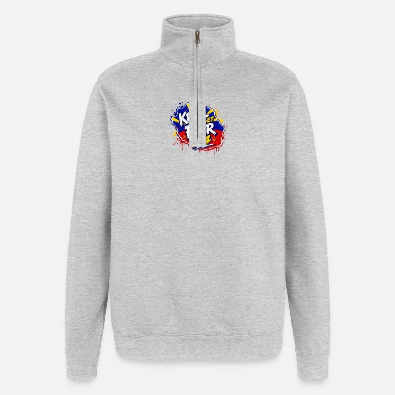 Kreol et Fier 974 - Sweat à zip 1/4 - gris chiné
