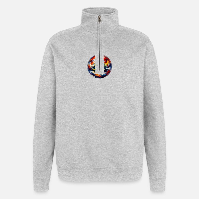 Weihnachtskugel mit Tannenbaummotiv . KI generiert - Quarter-Zip-Sweatshirt - Grau meliert