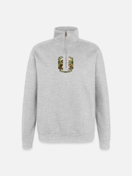 Leben ist besser im Wald - Quarter-Zip-Sweatshirt - Grau meliert
