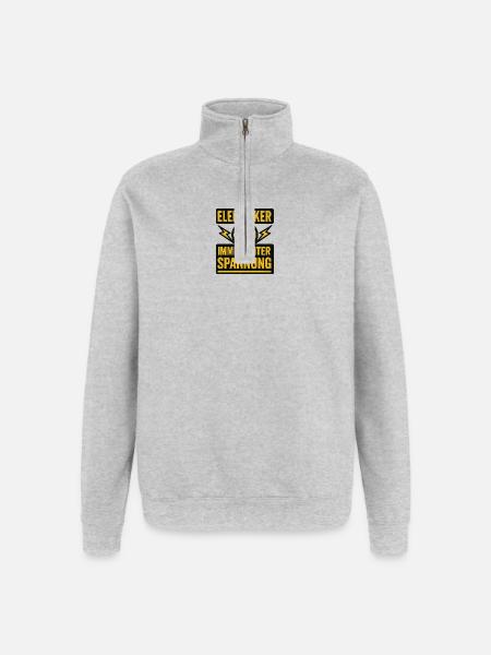 Elektriker Immer Unter Spannung - Quarter-Zip-Sweatshirt - Grau meliert