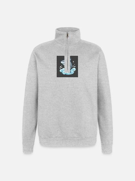 Hai Sprung im Meeresrauschen - Quarter-Zip-Sweatshirt - Grau meliert
