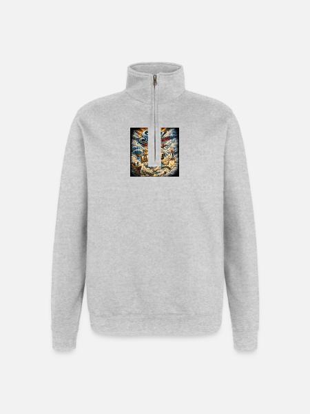 Il n’y a pas de limite - Sweat à zip 1/4 - gris chiné