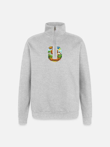 Löwe brüllt im Dschungel - Quarter-Zip-Sweatshirt - Grau meliert
