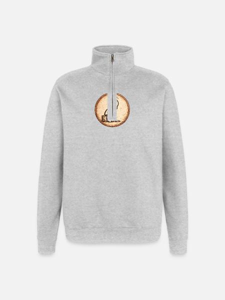 Sepia Thinker Sketch - Quarter-Zip Sweatshirt - heather grey