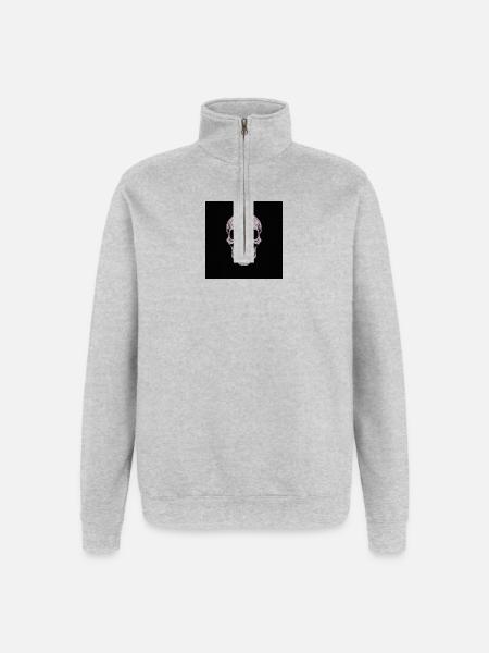 Glittering skull on black - Quarter-Zip Sweatshirt - heather grey