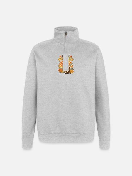 Stay Pawsitive Cat - Quarter-Zip Sweatshirt - heather grey