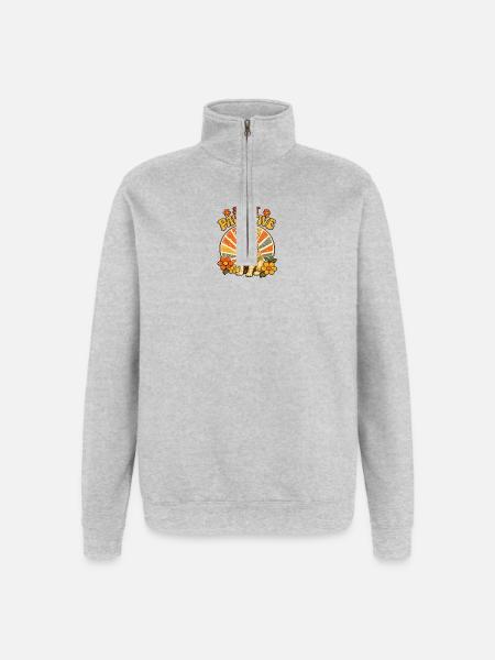 Stay Pawsitive Dog Retro Vibe - Quarter-Zip Sweatshirt - heather grey