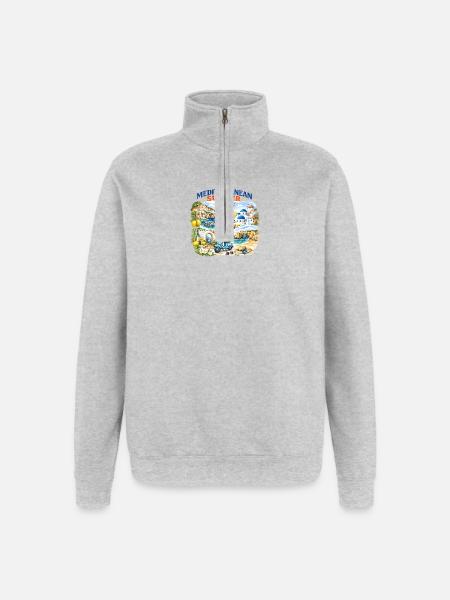 Mittelmeer-Sommerroller Côte Bleue - Quarter-Zip-Sweatshirt - Grau meliert