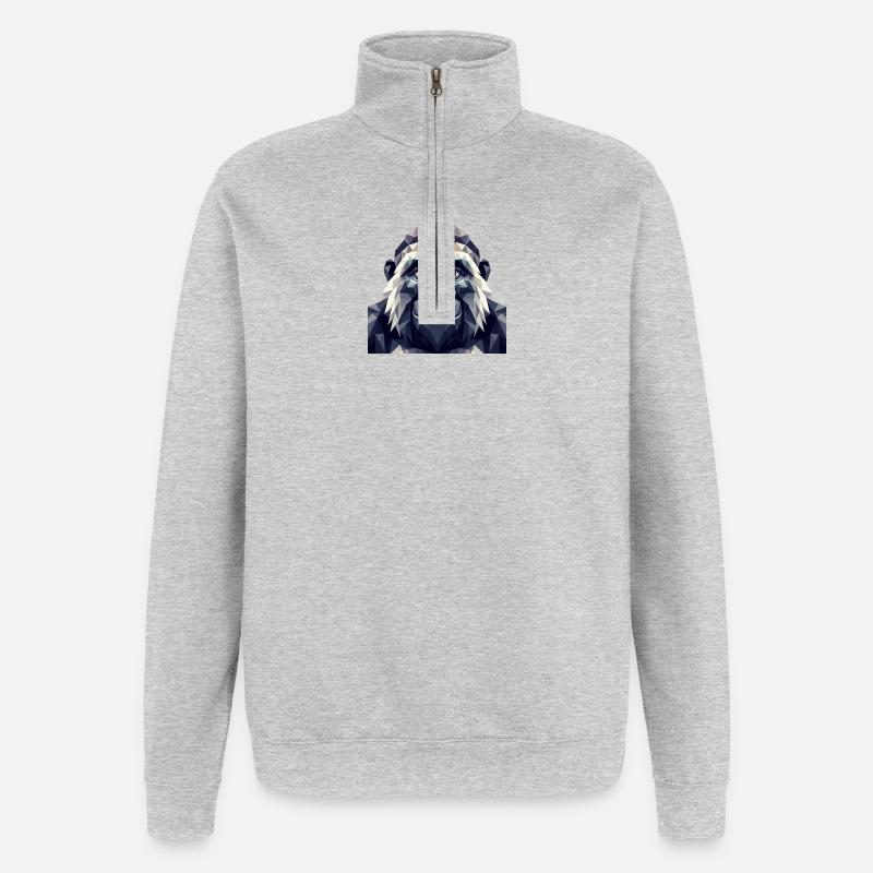 A Polygon Style Monkey - Quarter-Zip Sweatshirt - heather grey