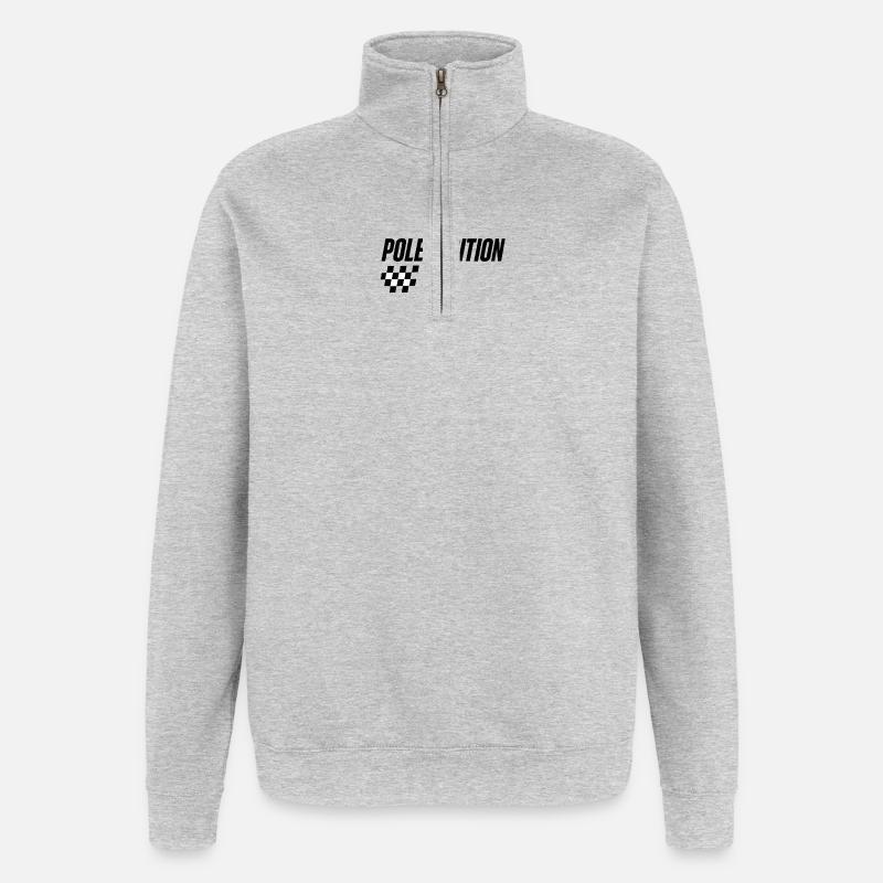 Motif de course en pole position - Sweat à zip 1/4 - gris chiné