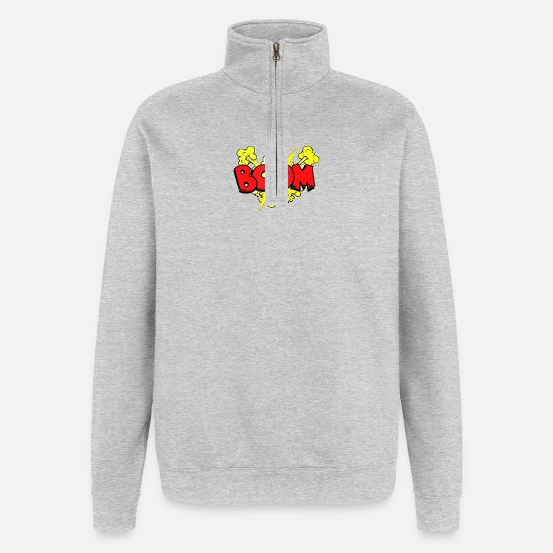 Illustration dynamique de l’explosion d’une bombe - Sweat à zip 1/4 - gris chiné