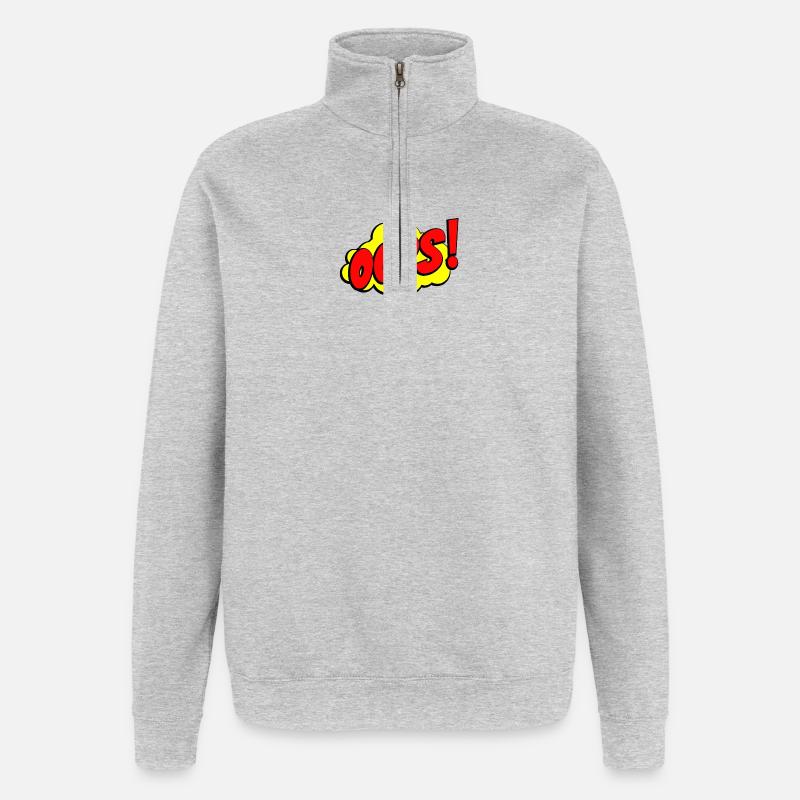 Cartoon Oops Comic Design - Quarter-Zip Sweatshirt - heather grey