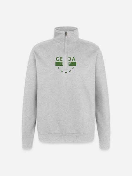 Genoa Italy Emblem Badge - Quarter-Zip Sweatshirt - heather grey