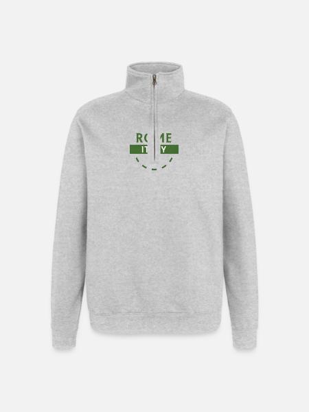 Rome Italia Green Emblem - Quarter-Zip Sweatshirt - heather grey