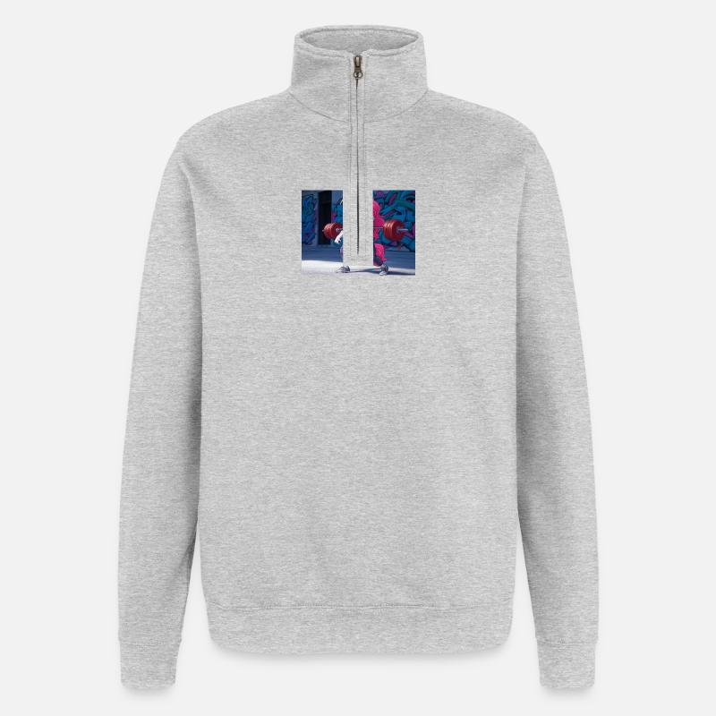 Powerful unicorn training - Quarter-Zip Sweatshirt - heather grey