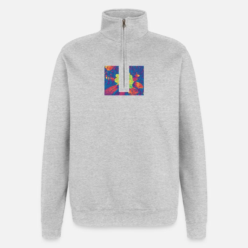 Fleur Néon Fleur Psychédélique - Sweat à zip 1/4 - gris chiné