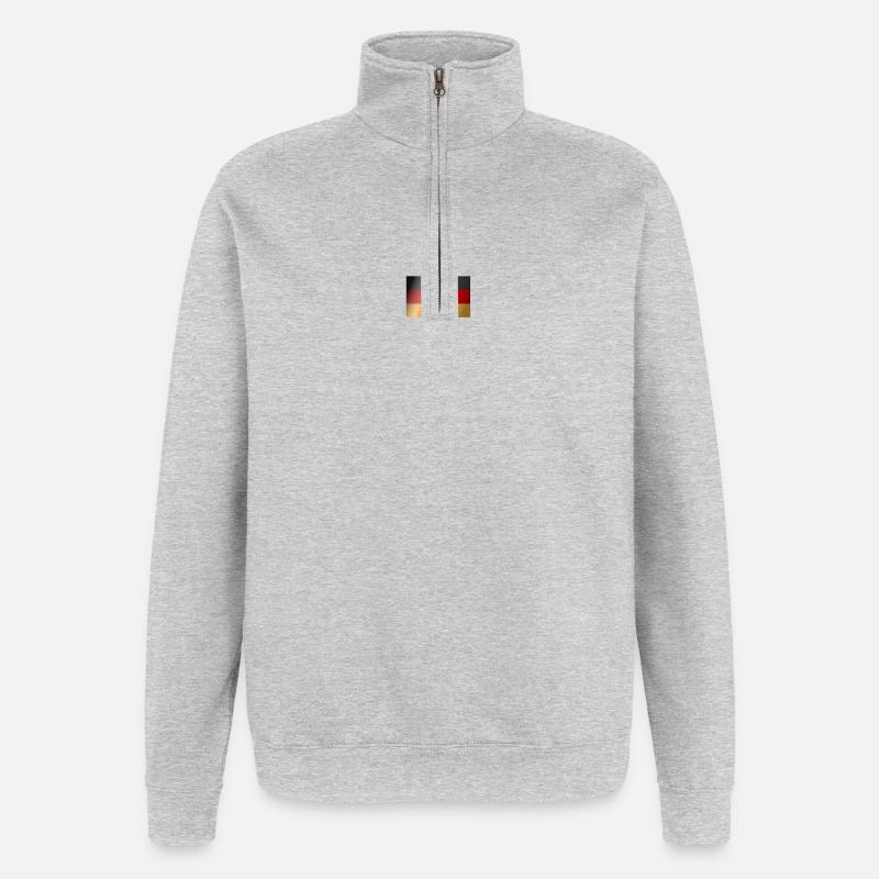 Deutsche Flagge - Quarter-Zip-Sweatshirt - Grau meliert