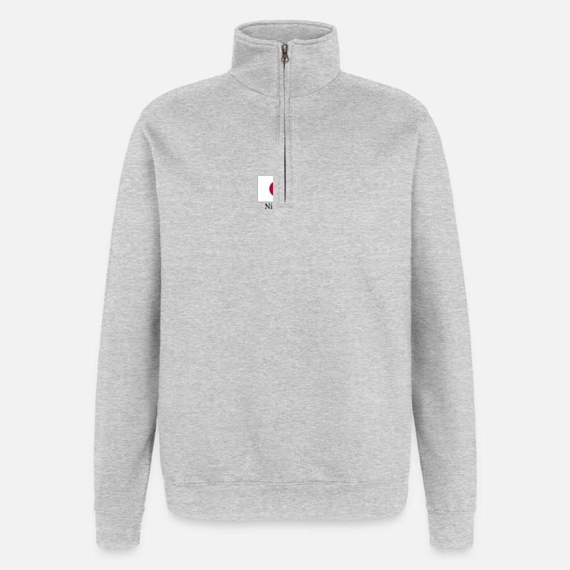 Conception du drapeau japonais - Sweat à zip 1/4 - gris chiné