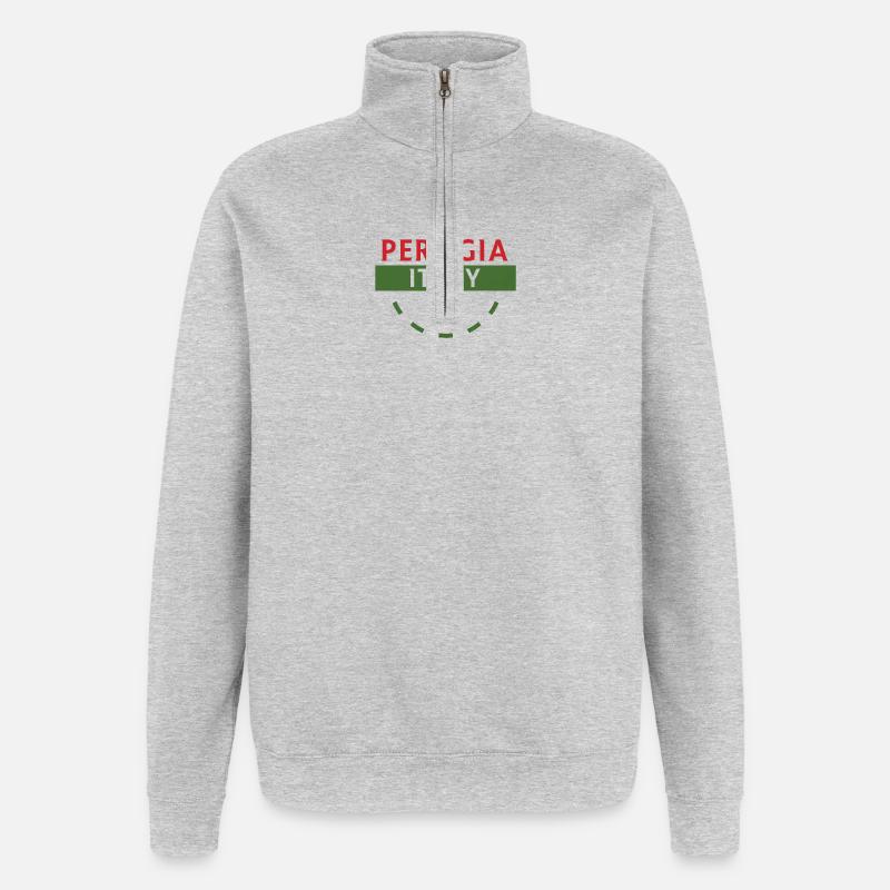 Badge de voyage Perugia Italia - Sweat à zip 1/4 - gris chiné