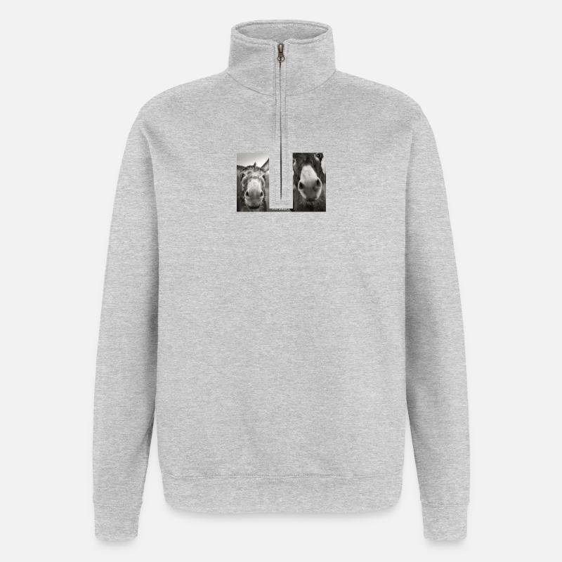 1200 Esel_Dudes - Sweat à zip 1/4 - gris chiné